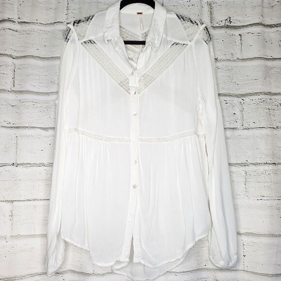 Free People Wild Wind white lace blouse small - Picture 2 of 10